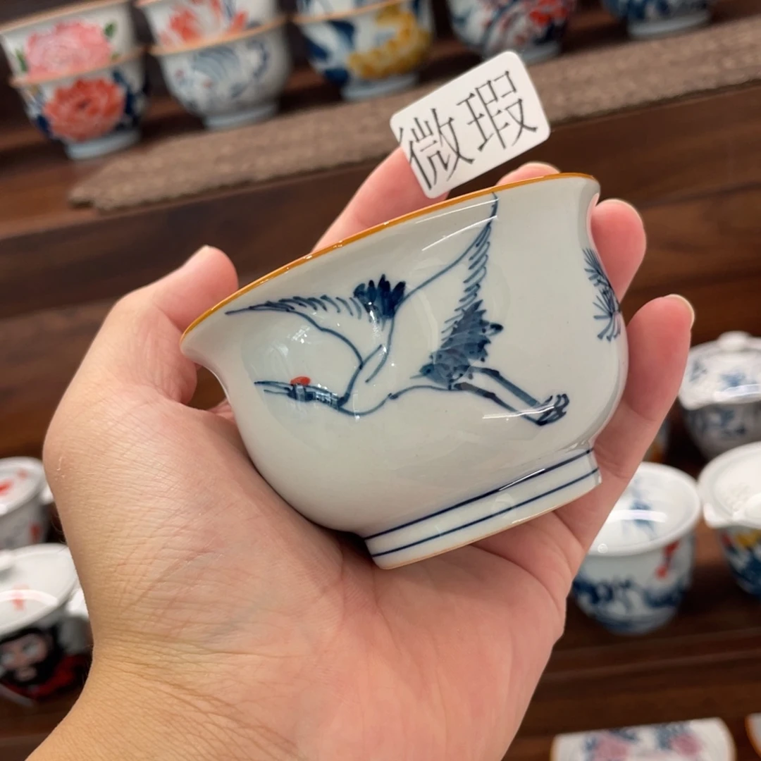 釉下手绘茶具微瑕