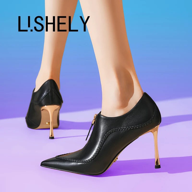 被合1137[馨语花铃]细跟高跟鞋欧美简约气质优雅法式尖头深口单鞋