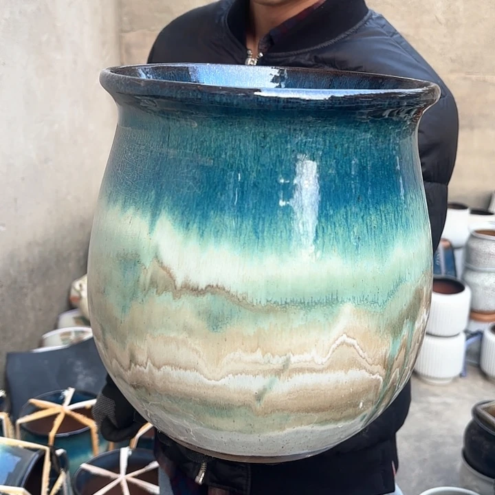 红陶山水画口径 22高度25