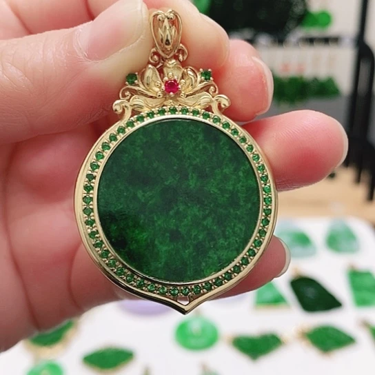 翡翠银S925镶嵌耳饰挂件