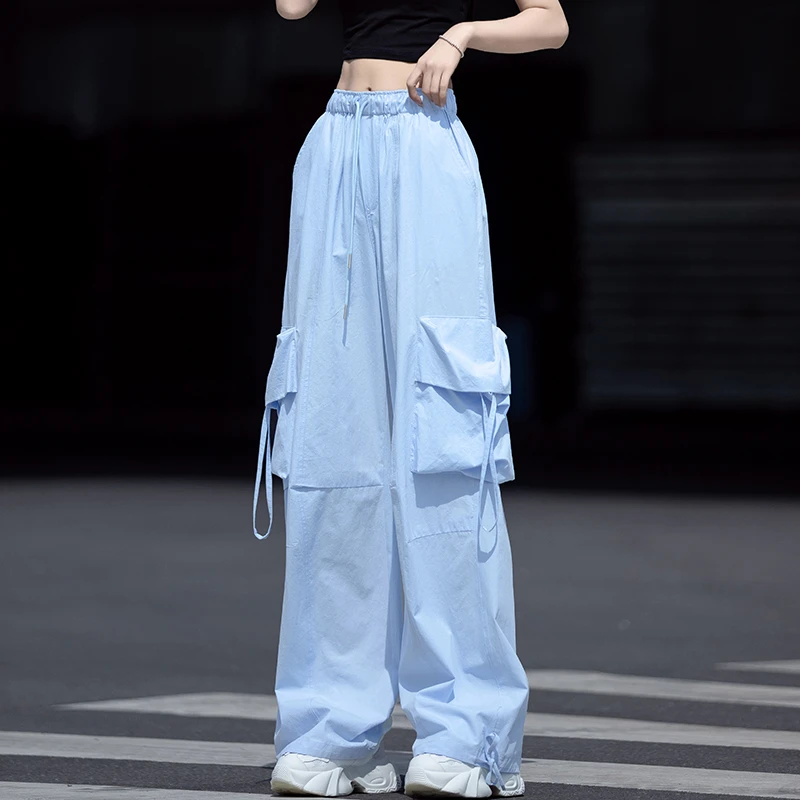 时尚工装裤夏季薄款阔腿裤子女款爆款2025新款宽松百搭透气休闲裤