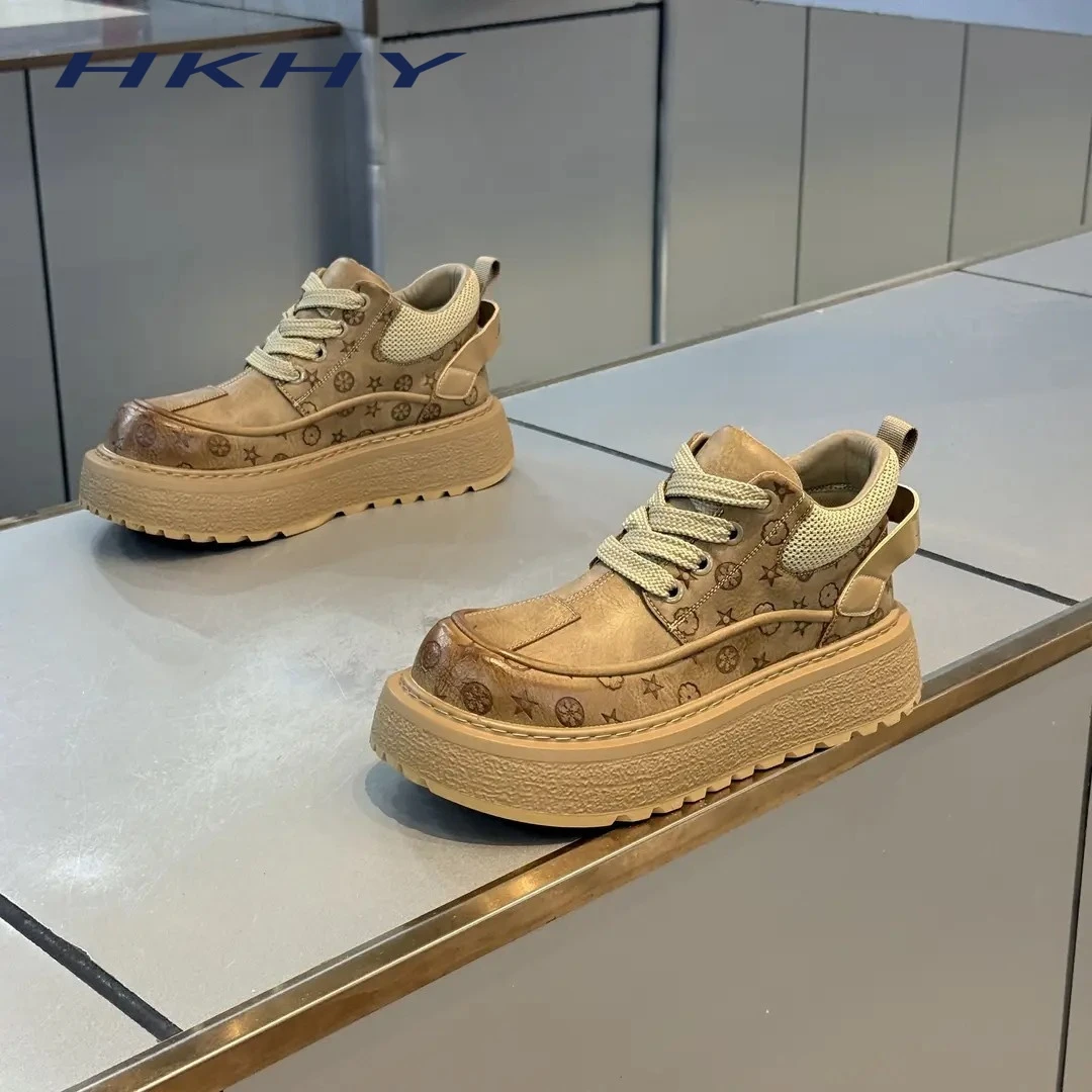 HKHY男鞋时尚百搭欧美英伦风马丁靴软底舒适厚底增高休闲鞋韩版