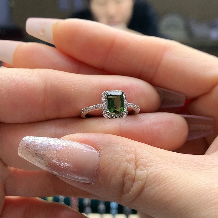 碧玺戒指银S925镶嵌纯天然