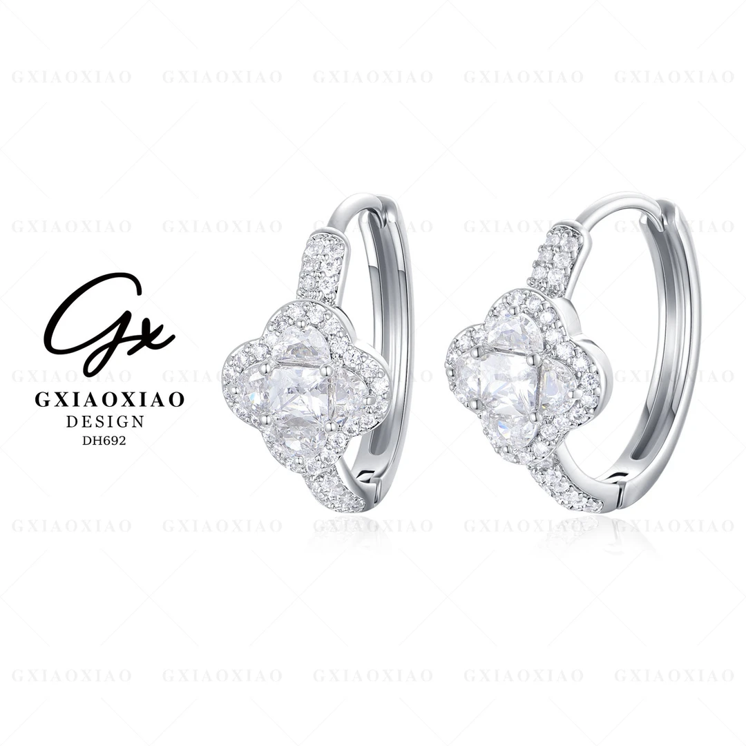 铜合金合成锆石耳饰 轻奢气质百搭四叶草耳环 DH692 DH693