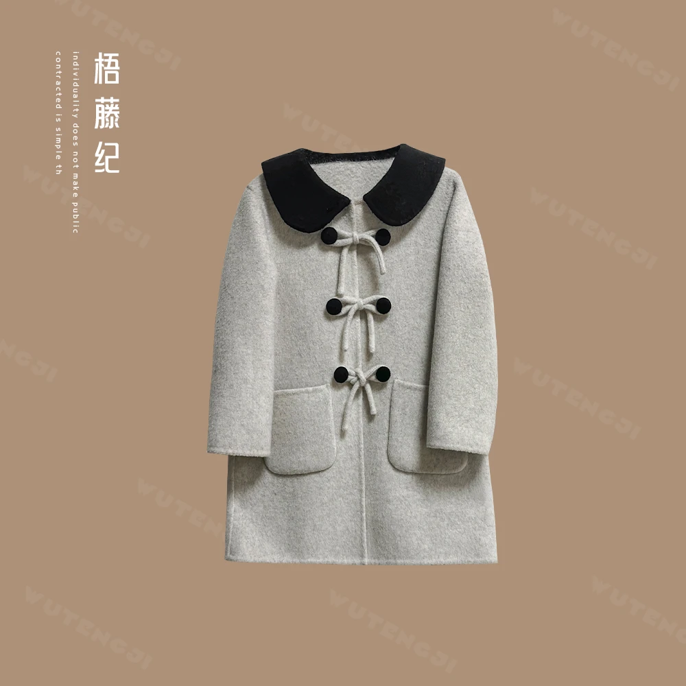 现货【纯手工双面呢羊毛大衣】2025秋冬新款女童洋气中大童24Q086