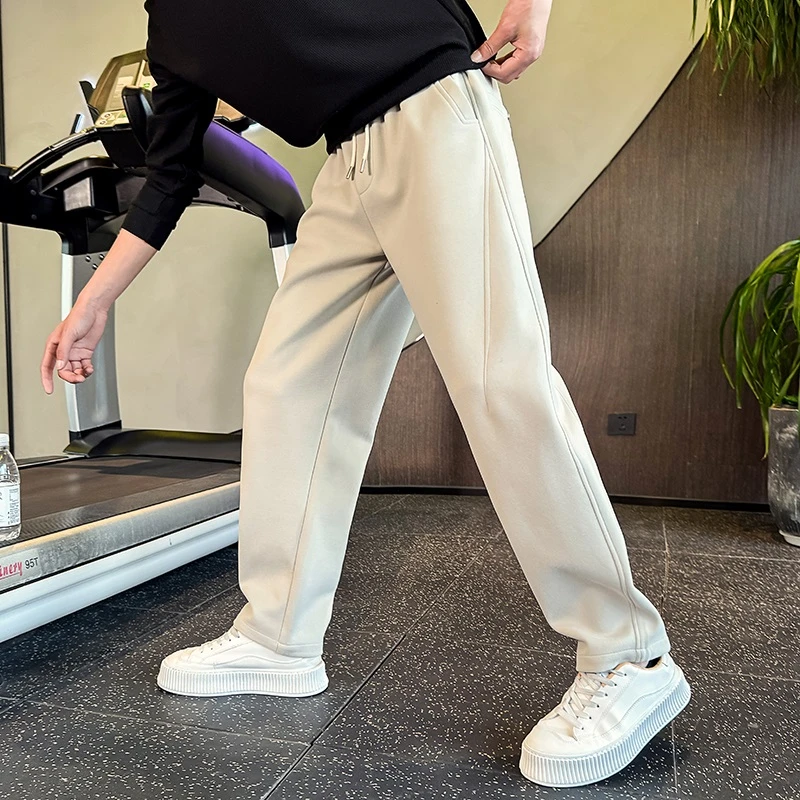春秋季新款直筒宽松卫裤男士潮流高档简约百搭运动休闲裤百搭长裤
