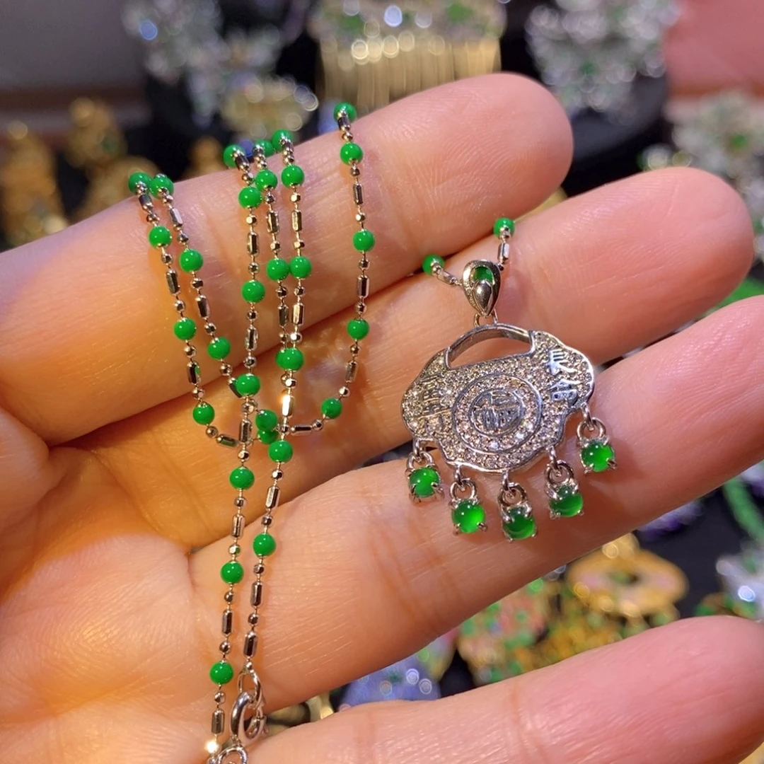 银S925镶嵌挂件翡翠