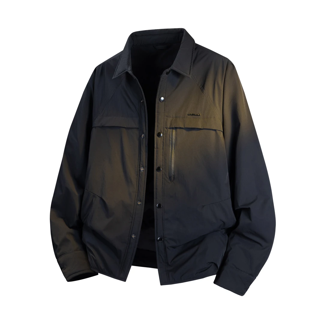 MR.MUDI/穆迪先生轻薄羽绒服男士冬季宽松短款衬衫领保暖防寒外套