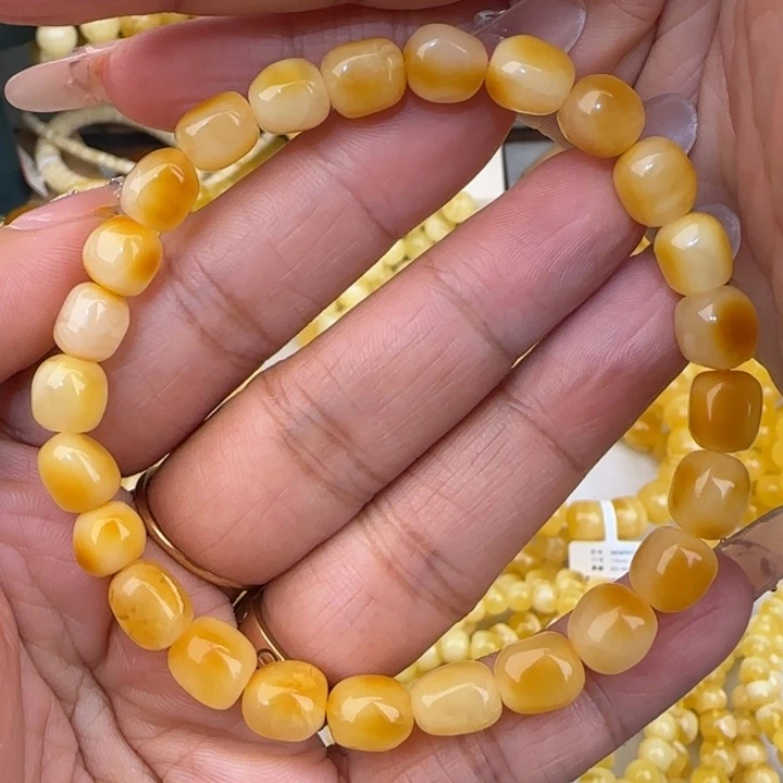 手链蜜蜡未镶嵌鸡油黄随型手串
