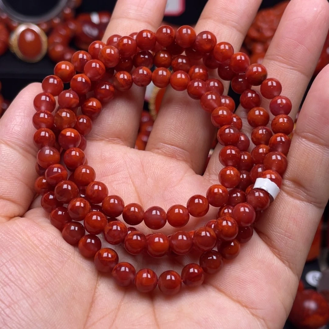 南红玛瑙珠宝奇石未镶嵌多圈6mm