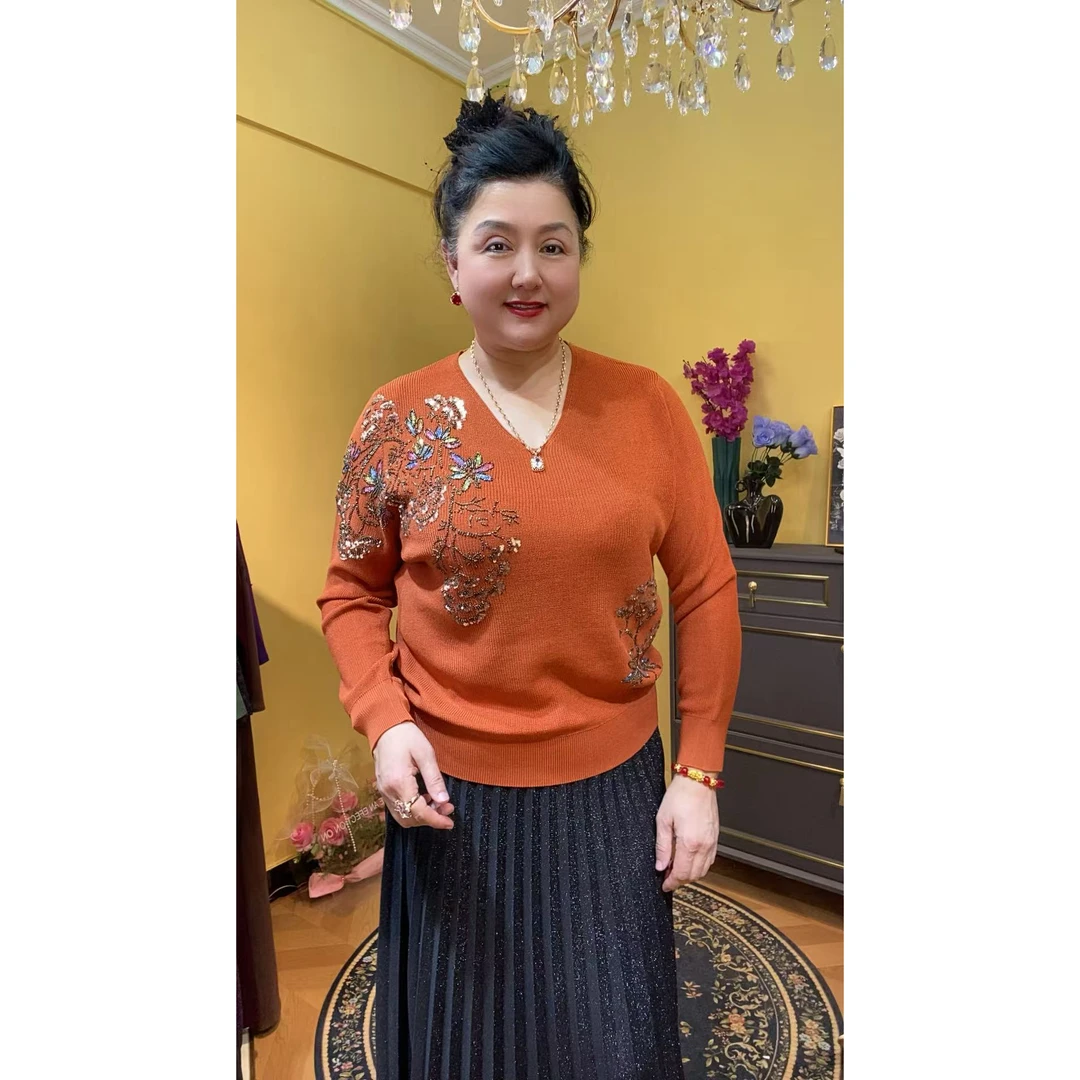 【AYTU】针织薄款V领常规袖长袖毛针织衫加厚女装上衣秋冬