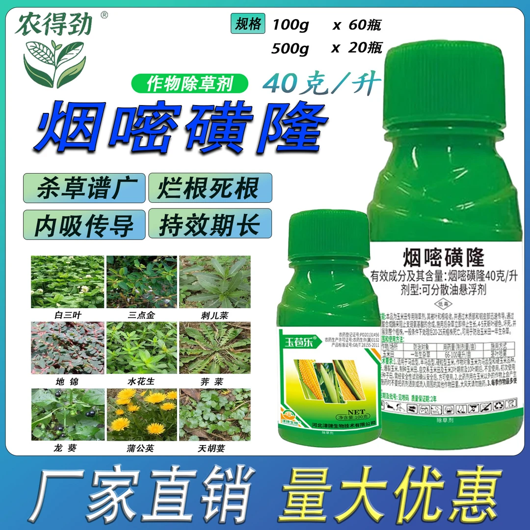【厂家直销】玉米苗后专用除草剂烟嘧磺隆杀草广禾阔双除安全不伤苗