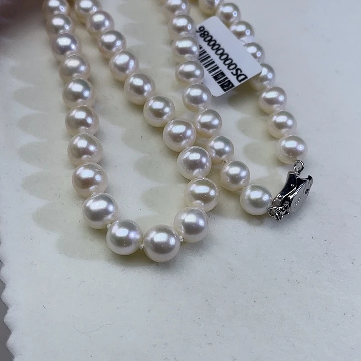 淡水珍珠颈饰银S925镶嵌卡8➕高品极光白炫彩