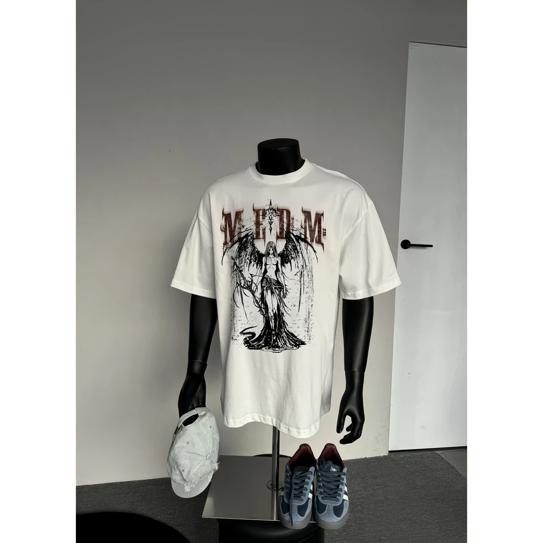 STA.MEDM联名欧美高街人物纯棉短袖t恤女男西海岸美式复古上衣潮