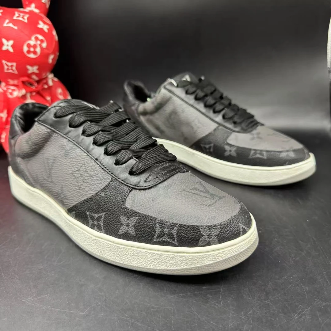 95新 LouisVuitton/路易威登 【AO特惠】40欧码 黑灰老花板鞋7762