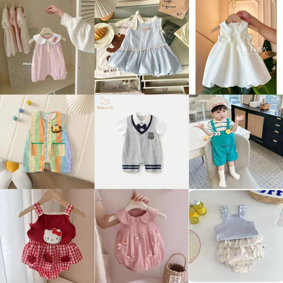 F028-F050夏款婴儿包屁连体衣服百天服公主服