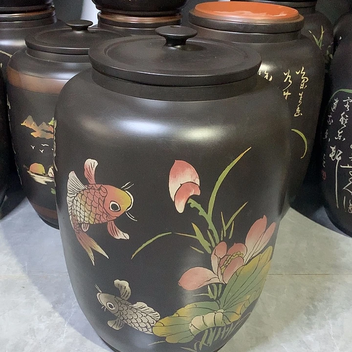 三号彩填荷花水缸。