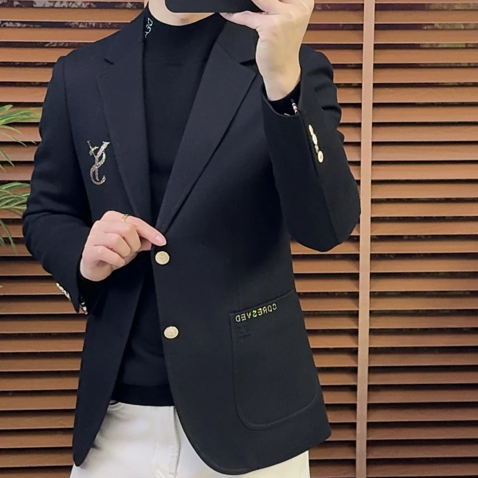 秋冬男士羊毛西装设计师设计师款休闲高档外套潮流时尚修身