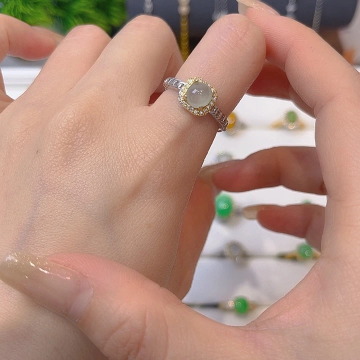 翡翠戒指银S925镶嵌入