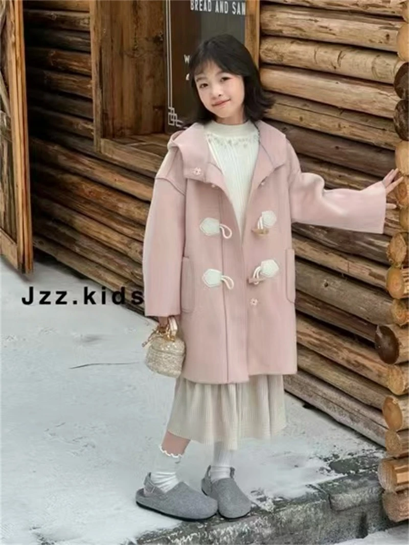 1103【J】儿童时尚休闲带帽呢子大衣-888700