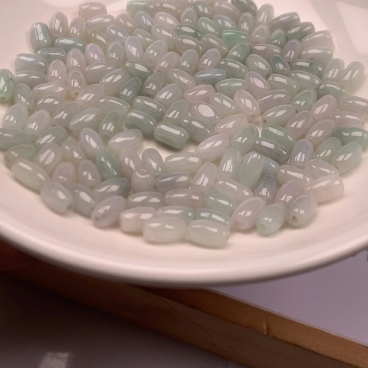 散珠翡翠50颗翡翠米珠卡8*5
