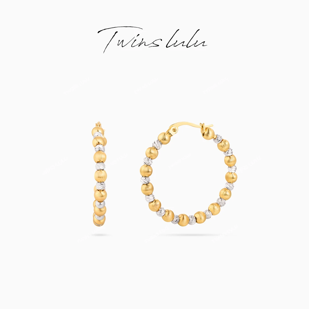 TWINS LULU 镀K金秋上新新品小众首饰肌理纹珠珠耳环TSL2581