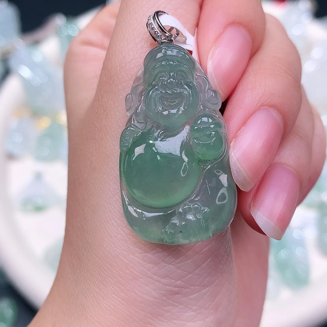 颈饰18K金镶嵌翡翠33.5-20.2-5.6财爷