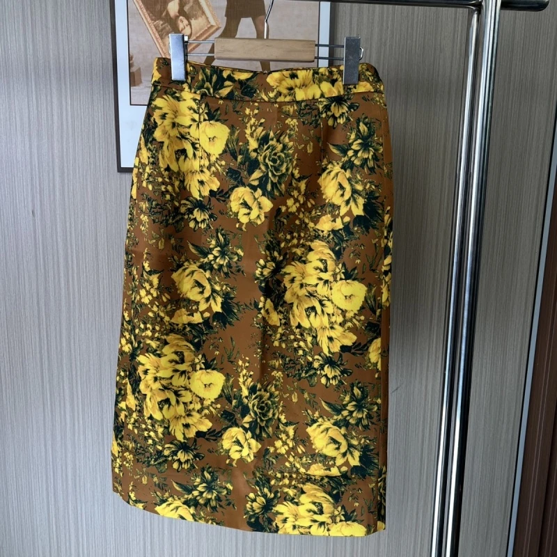 00578撤柜mc时尚显瘦半身裙高级新款高腰气质长裙印花中长款