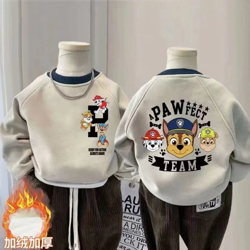 男童卫衣秋冬新款儿童汪汪队加绒外穿上衣中小童圆领洋气百搭打底