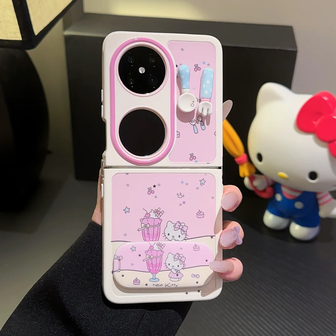 适用于华为POCKET2手机壳奶油折叠凯蒂猫FINDN3FLIP华2024高级感