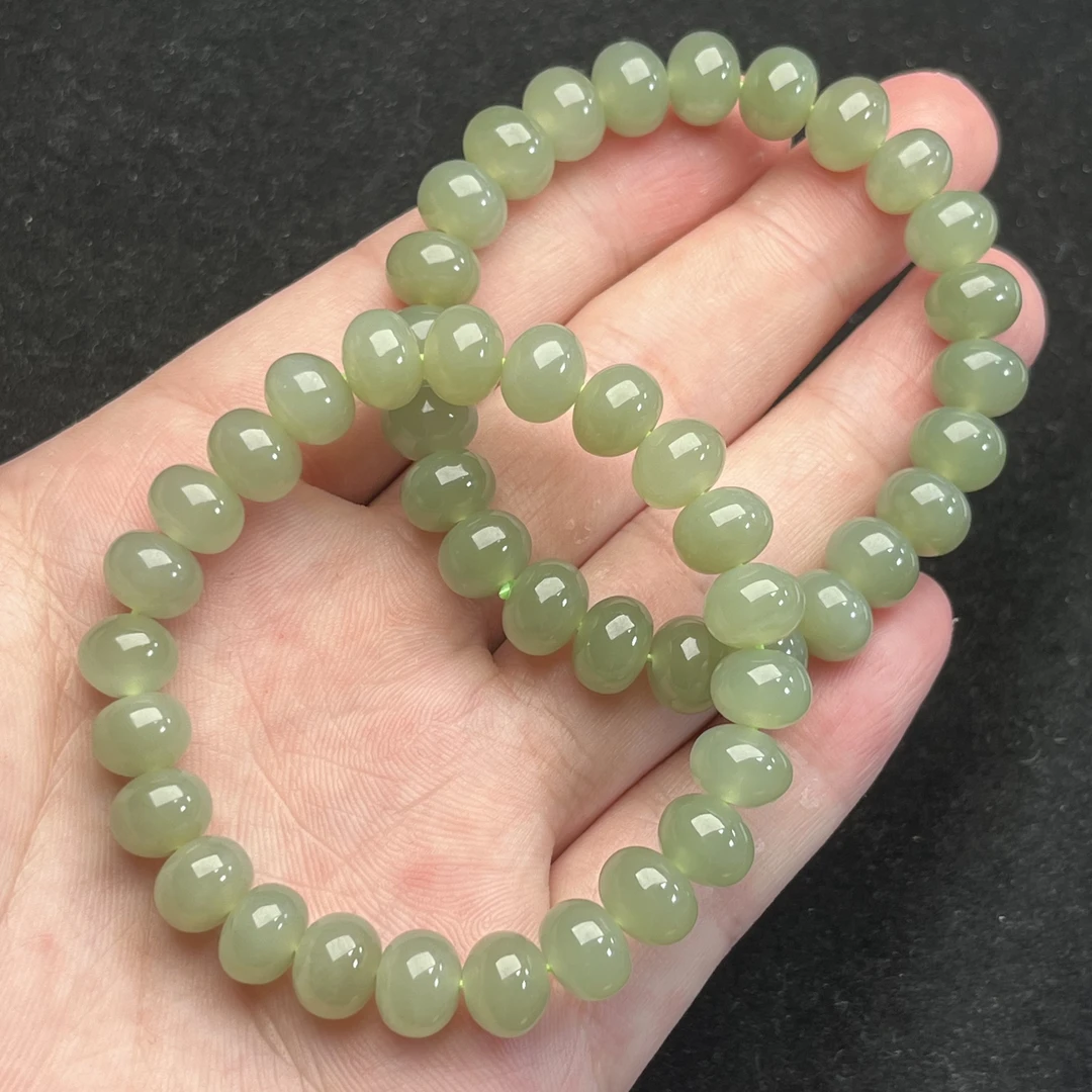 {云珠玉阁}湖水蓝和田玉h79手串算盘珠冰透单圈多色多样性发一串.