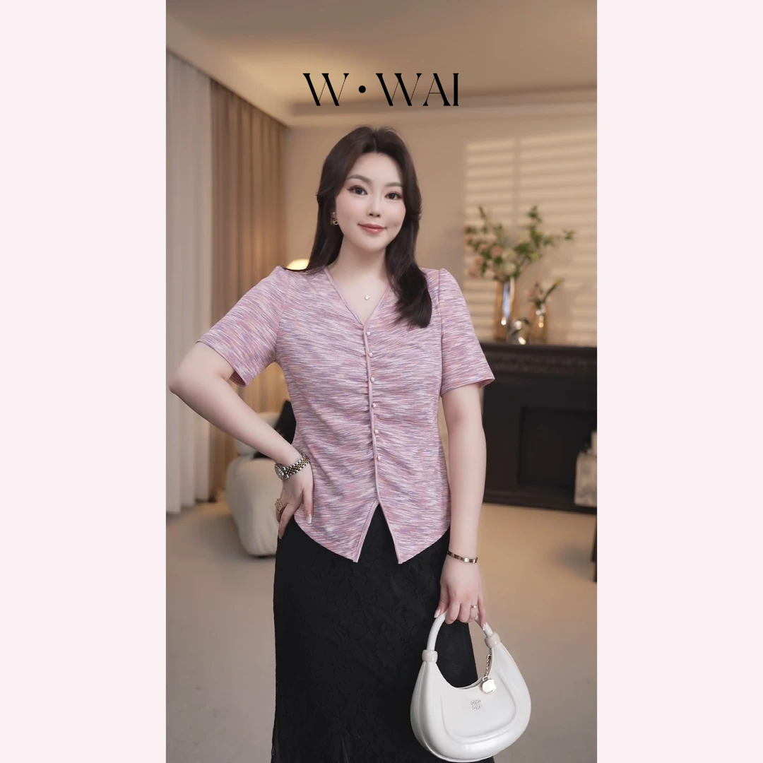 【鸢尾】显瘦多色鸢尾紫修身针织衫短弹力上衣 X52S695