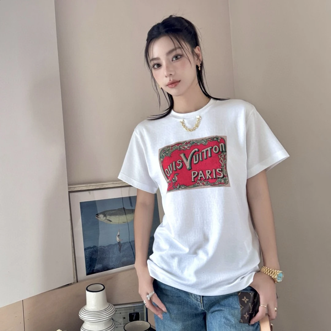 未使用 LouisVuitton/路易威登 白色印花短袖 GM003211