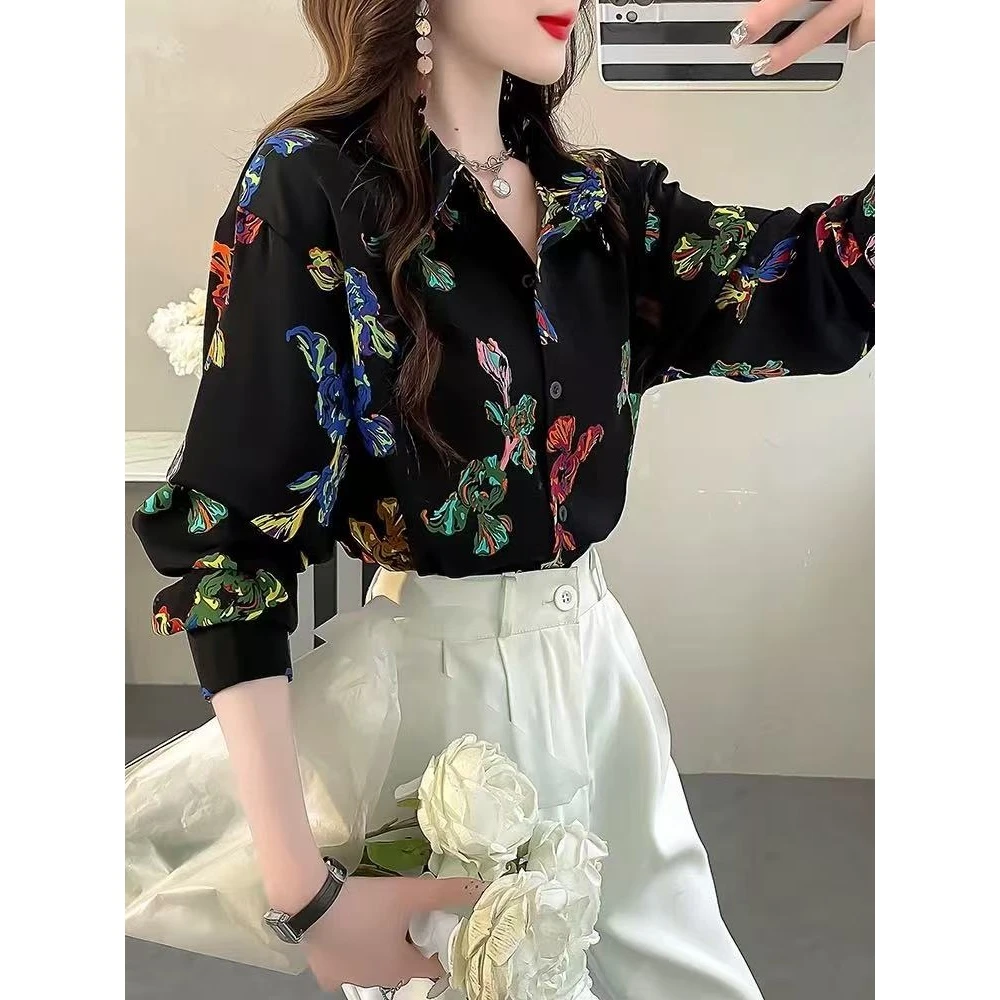 【晨浠定制】新款高级感复古花色衬衫8032