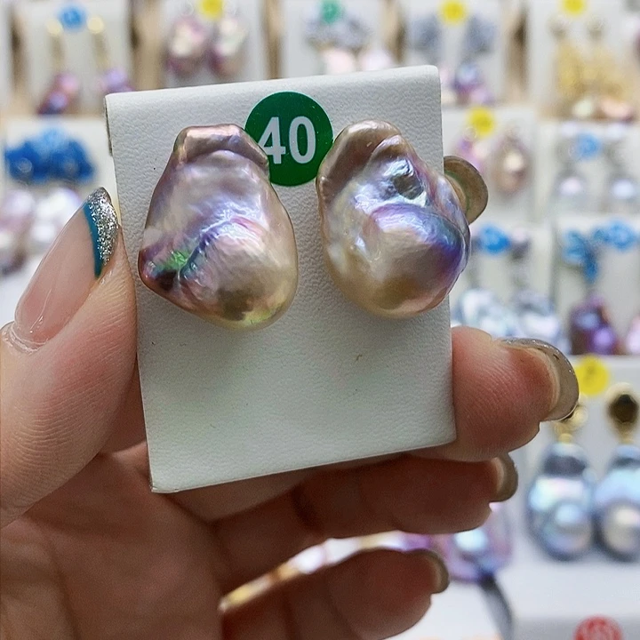 银S925镶嵌淡水珍珠耳饰