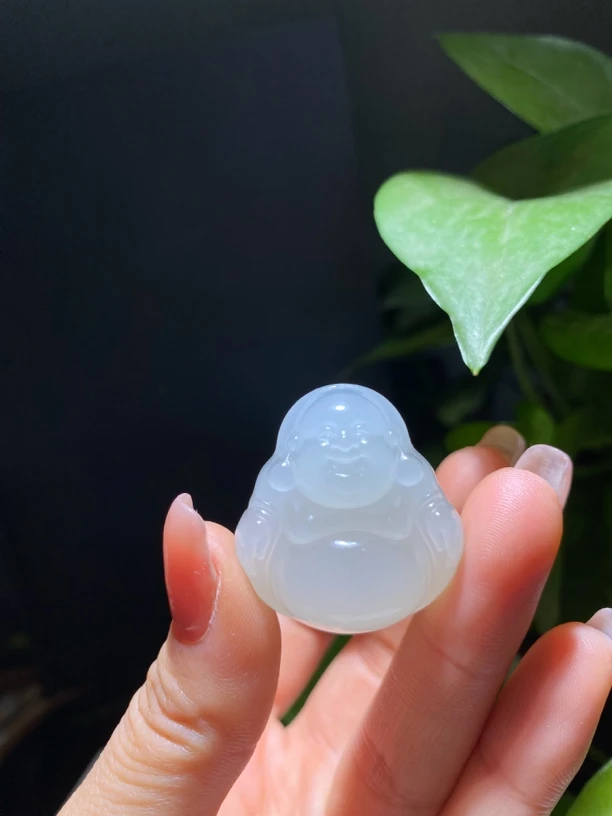 【橦芯珠宝】和田白玉冰底佛公 31.5mm