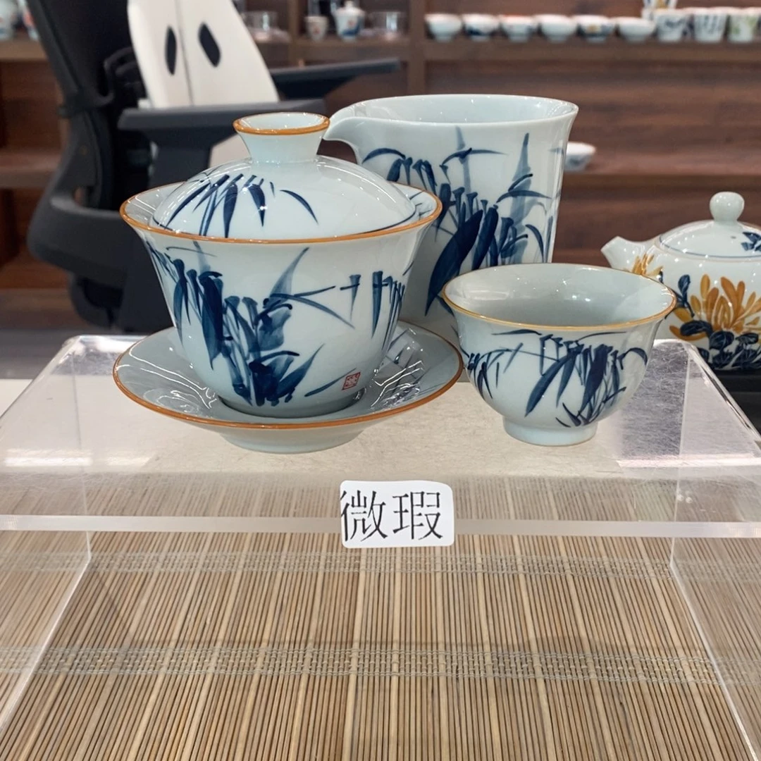 微瑕釉下彩纯手绘手工绘制