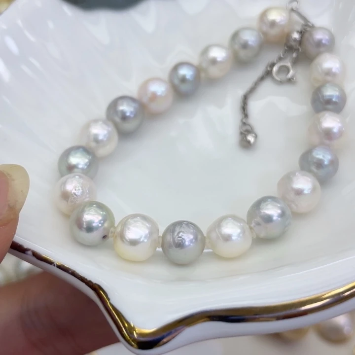 海水珍珠银S925镶嵌手绳