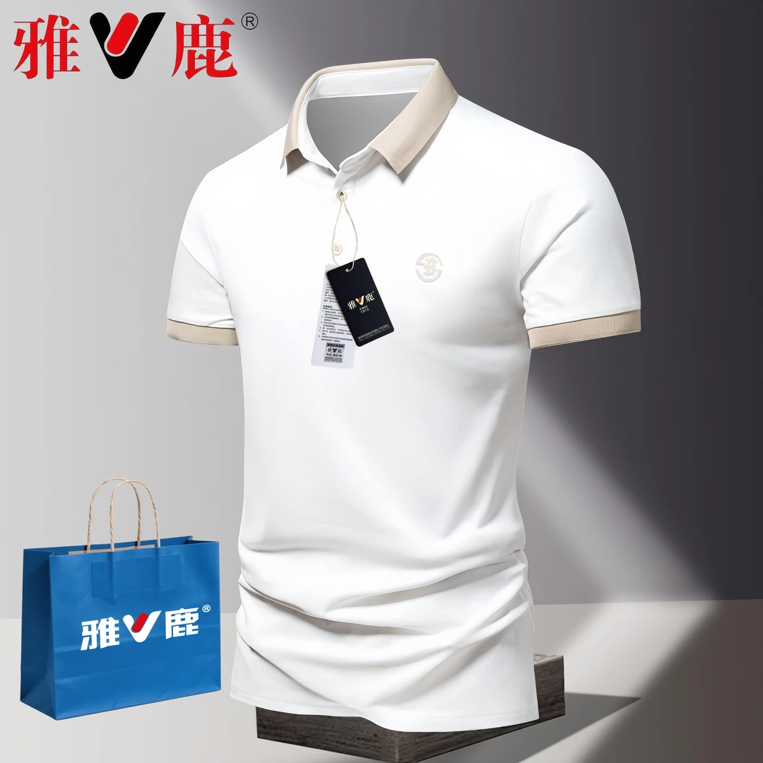 V/雅鹿夏季薄款轻奢男士短袖polo衫商务时尚修身百搭潮流半袖上衣