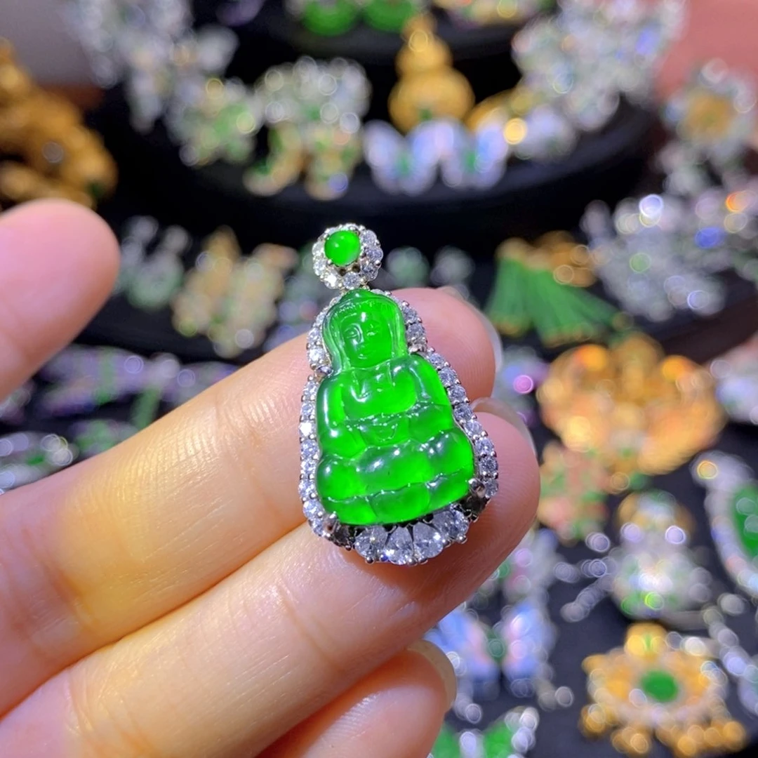 翡翠银S925镶嵌颈饰天然翡翠