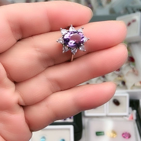 戒指银S925镶嵌紫晶
