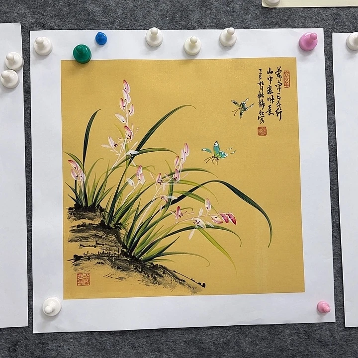 国画国画立体兰花