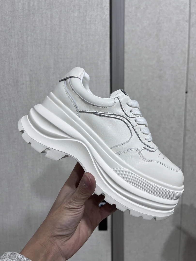 头层牛皮厚底8公分小白鞋运动休息鞋女鞋真皮百搭潮流时尚