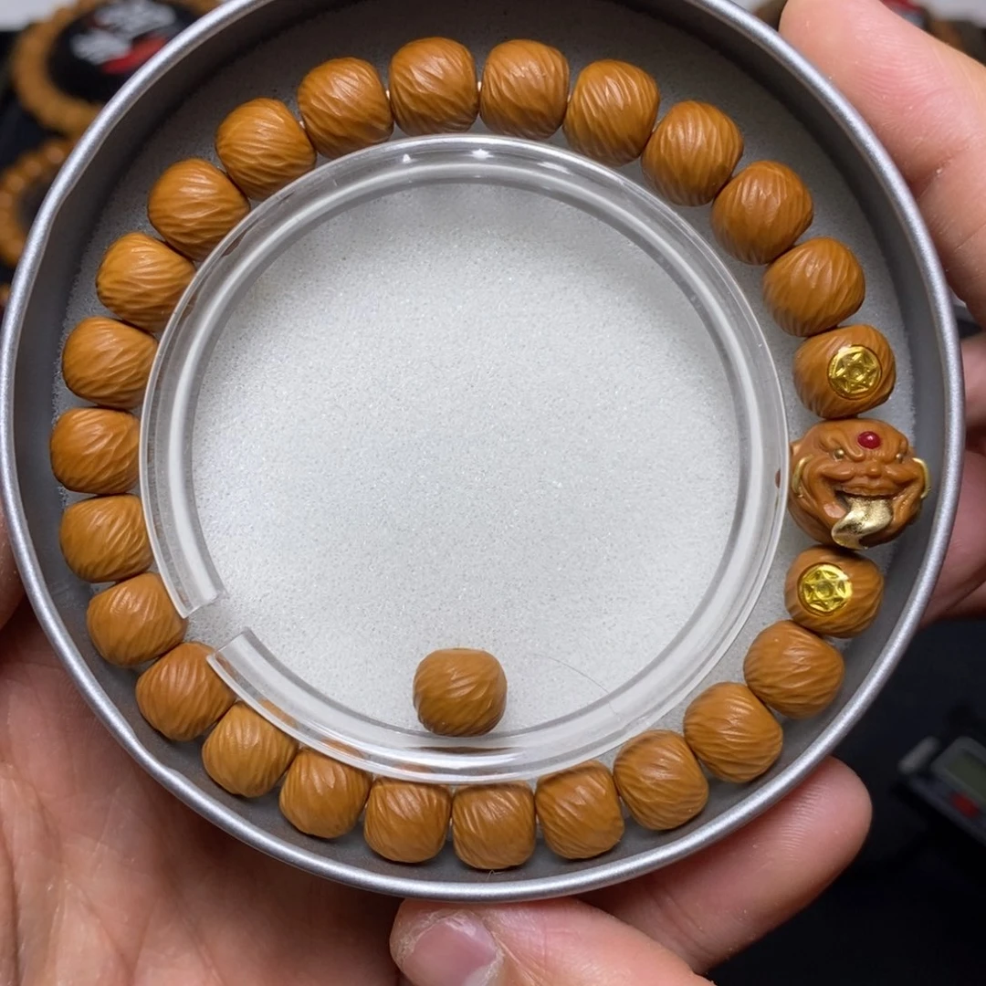 手串猴头核桃全品双标鬼脸舔僧云锦 尺寸9左右 单号118