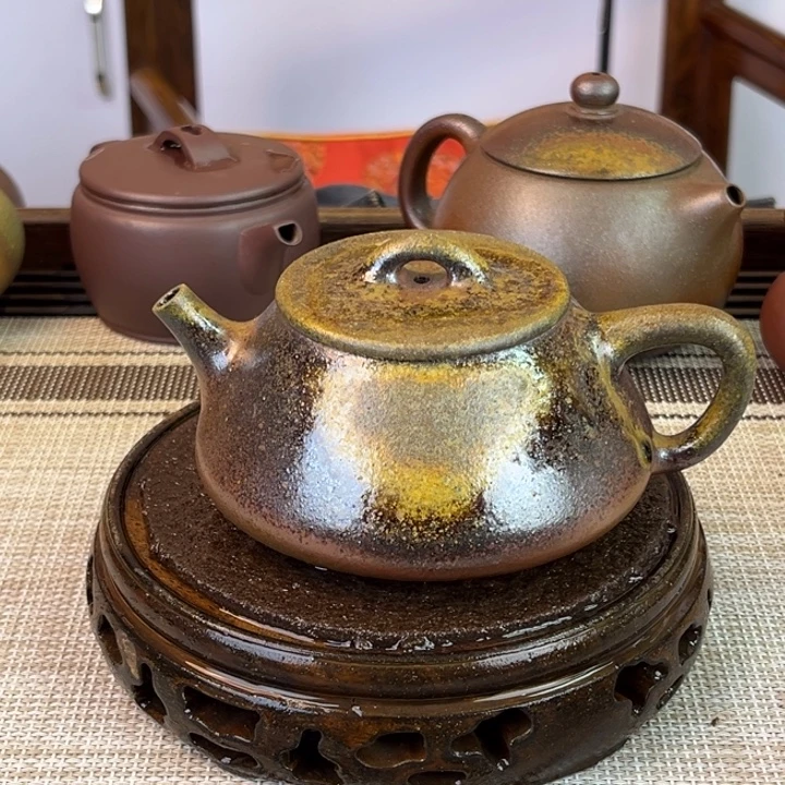 茶壶紫砂底槽清柴烧200cc