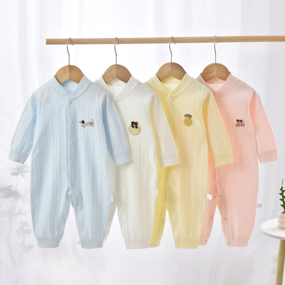 易帛专享）婴儿连体衣春秋纯棉新生儿衣服宝宝打底A类哈衣无骨爬服