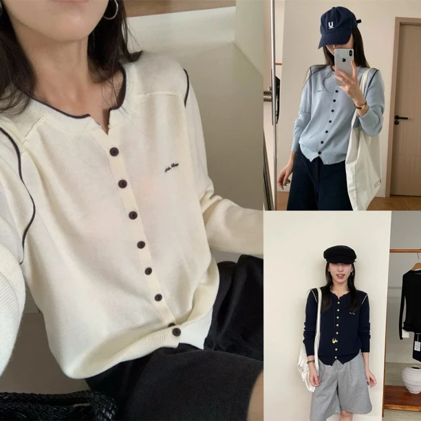 韩版复古小众长袖针织开衫外套女秋季新款巨好看的氛围感穿搭上衣