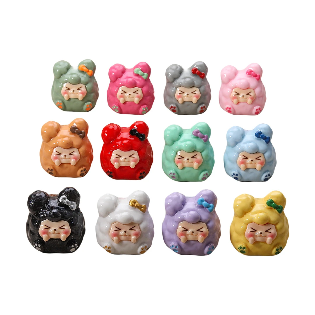 (双许愿)实色折耳兔福气团子萌粒DIY饰品桌面摆件