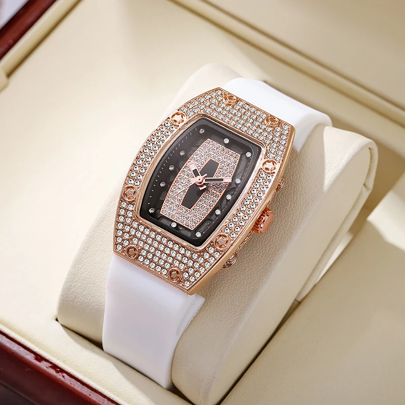 HH气质潮流装饰女款石英胶带手表时尚红宏酒桶形气质硅胶腕表网红