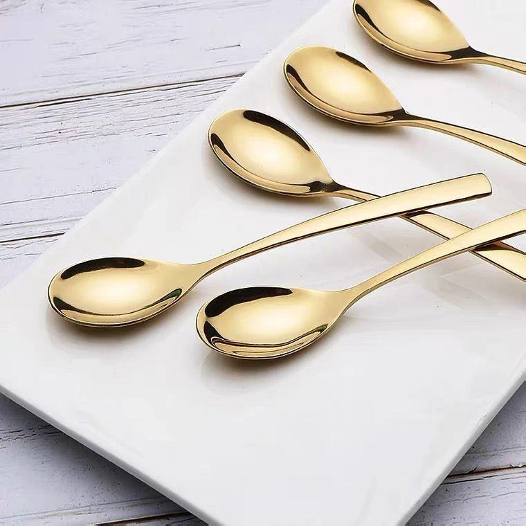 【新疆包邮乌市直发】10支不锈钢小勺子镀钛金勺搅拌勺咖啡勺甜品勺